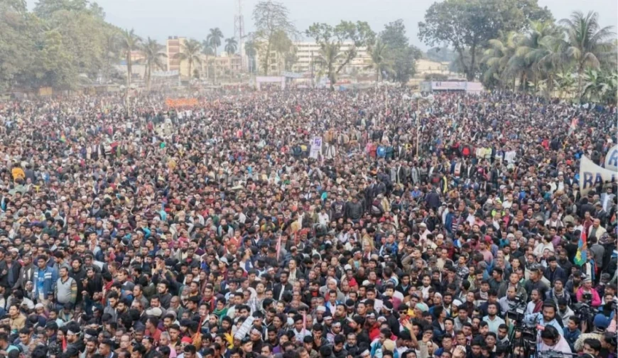 তারেক রহমানের আগমন উপলক্ষ্যে রংপুরে জনতার ঢল